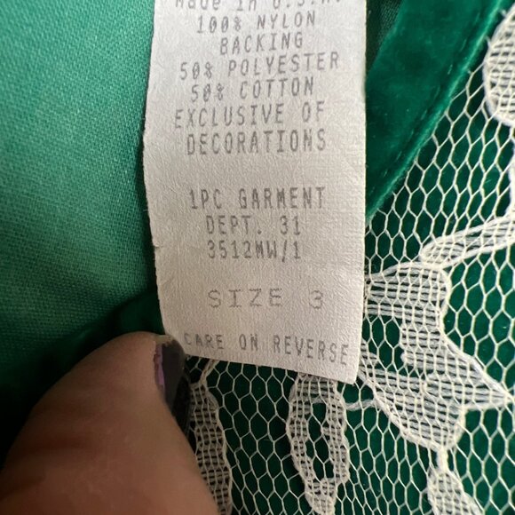 Vintage Roanna Girlie Girl Emerald Green Velvet Dress Jumper - Picture 7 of 8